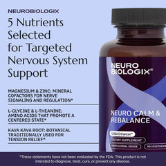 Neurobiologix Neuro Calm Rebalance label details gluten-free and non-GMO formulation