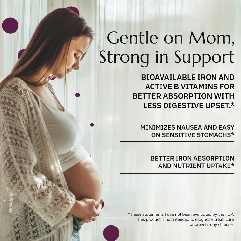 Neurobiologix Prenatal Evolved ingredients blend: iron, folate, choline, minerals.
