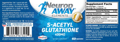 NeuropAWAY Elements bottle resting on wood surface for premium feel.
