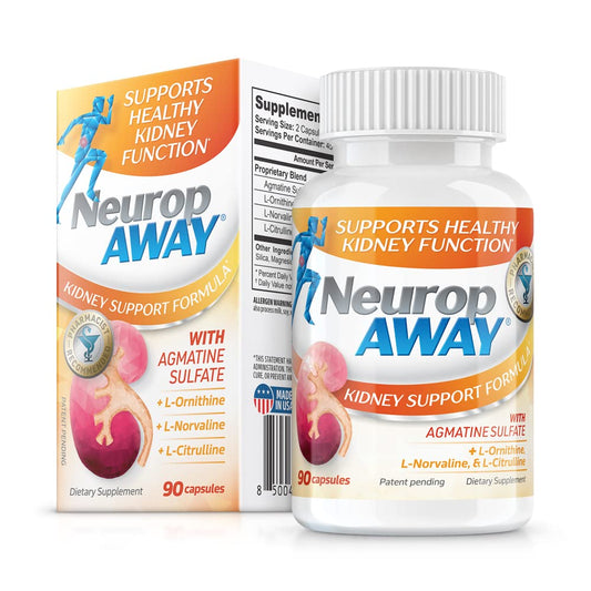 NeuropAWAY Kidney Support bottle front highlighting the sugar-free formula