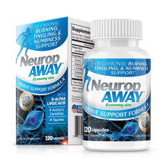 NeuropAWAY patented formula bottle image emphasizing evidence-based design