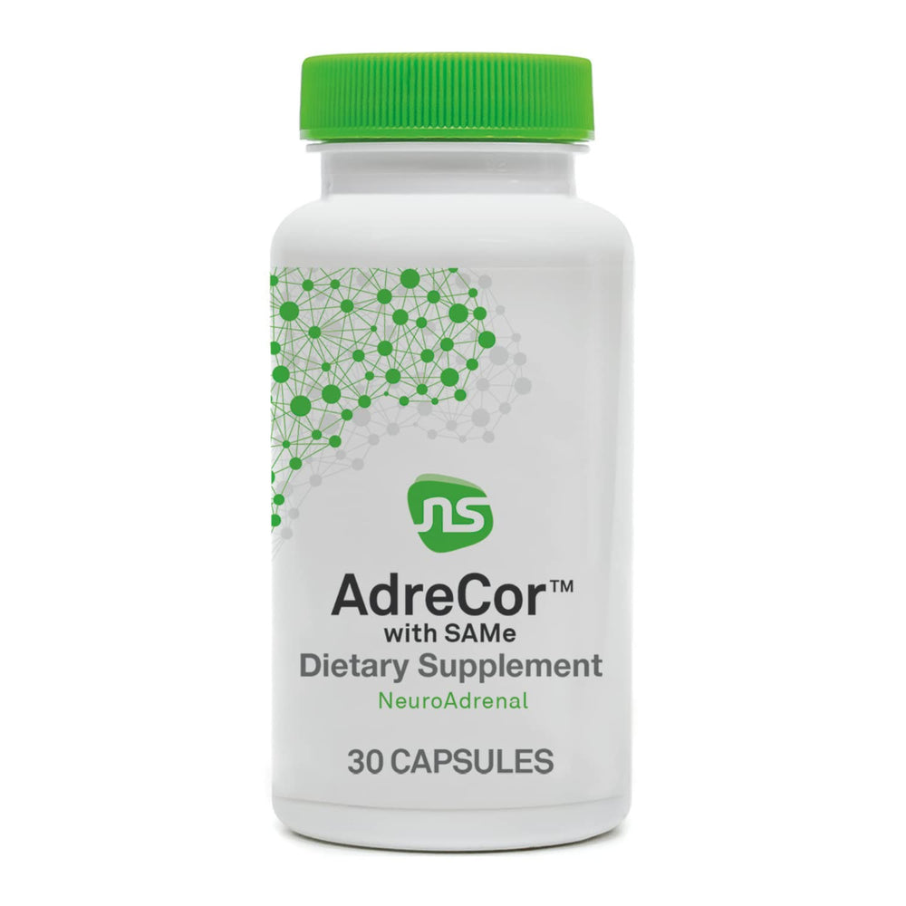 NeuroScience AdreCor bottle front showing potential daily energy support.