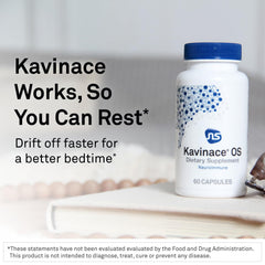 Close-up of NeuroScience Kavinace OS label showing key ingredients.
