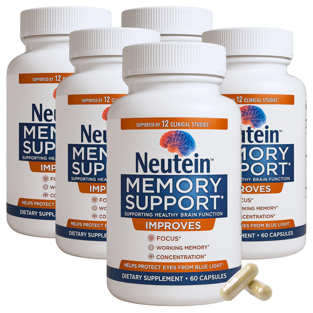 Neutein Memory & Focus bottle front image showing plant-based brain support for daily clarity