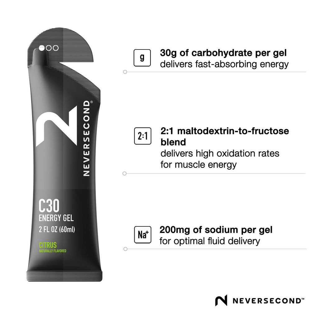 Athlete using Neversecond gel on the run.