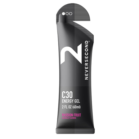 Neversecond C30 Energy Gel passion-fruit 12-pack delivering fast energy for endurance events.