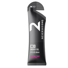 Neversecond C30 Energy Gel passion-fruit 12-pack delivering fast energy for endurance events.