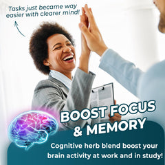 NEVISS Brain Focus Gummies packaging front showing transparent box and branding.