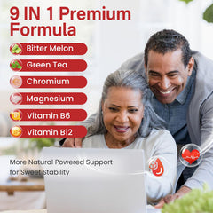 NEVISS green tea and bitter melon icons reflect the 9-in-1 blend.
