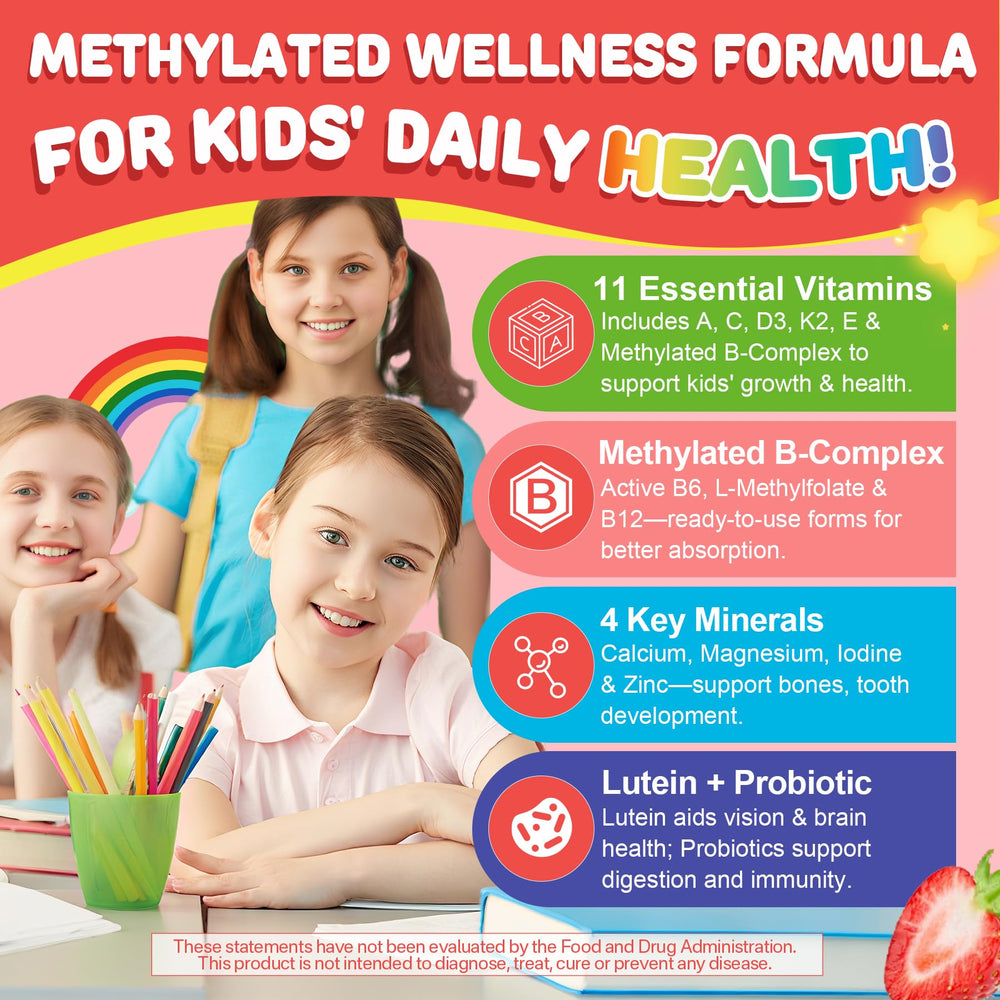 NEVISS gummies close up reveals natural strawberry flavor for kids.