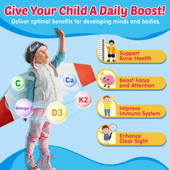 Calcium, D3, and K2 shown as part of NEVISS kids multivitamin gummies.