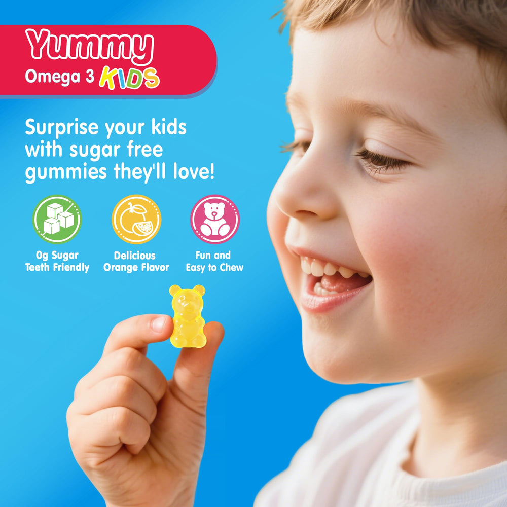 Orange flavor gummies appealing to children during daily routines.