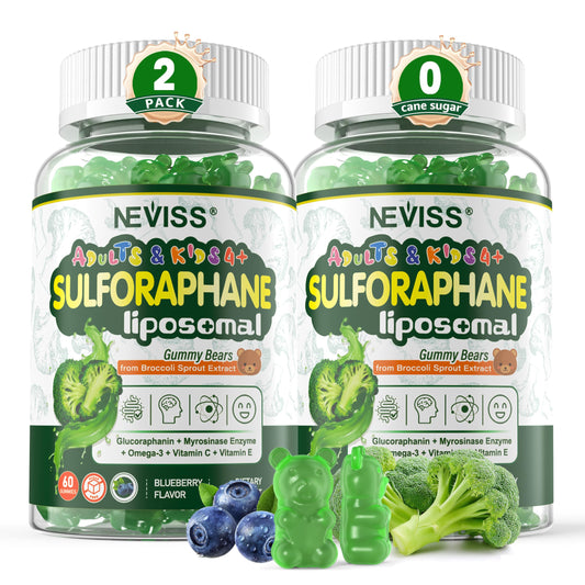 NEVISS liposomal sulforaphane gummies bottle for easy daily antioxidant support