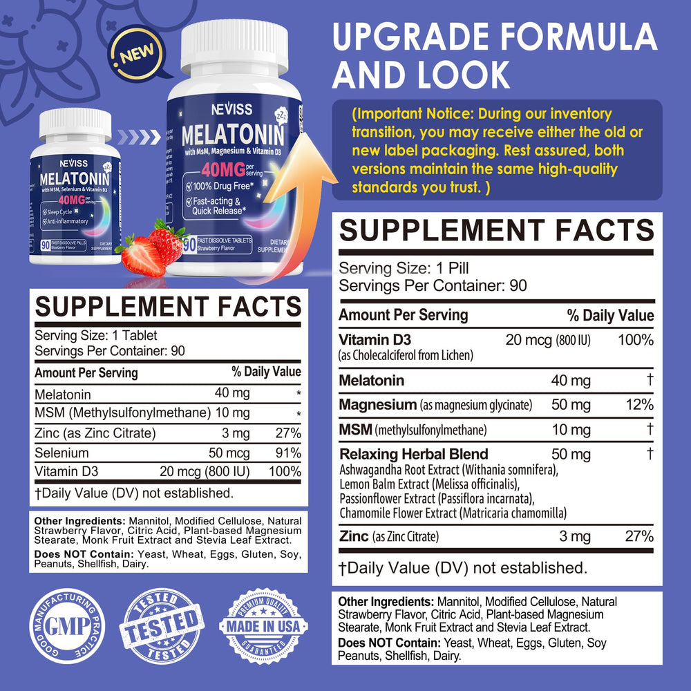 NEVISS melatonin chewable tablets with strawberry flavor provide convenient sleep support.