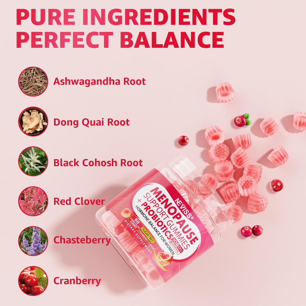 Flavor shot with cranberry imagery suggests natural taste and probiotic benefits.