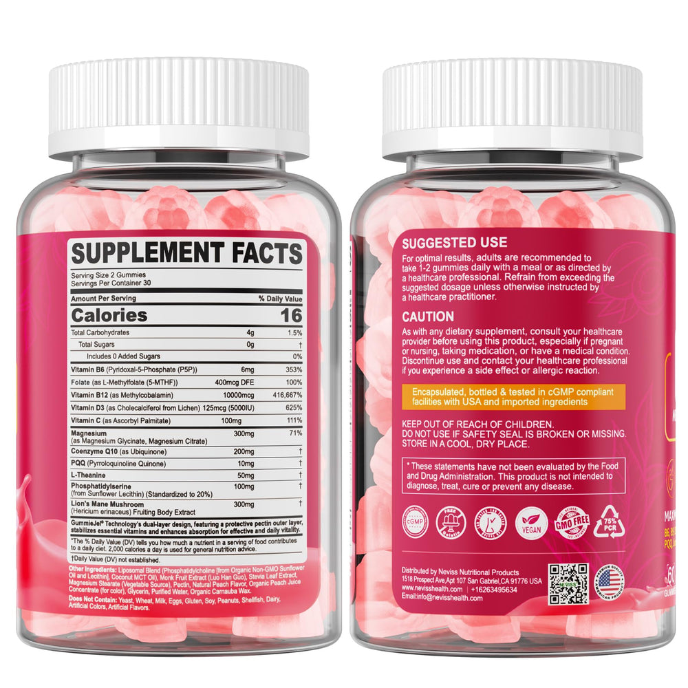 NEVISS Methyl B12 gummies l-theanine coq10 balance hint