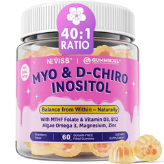 NEVISS bottle of Myo-Inositol and D-Chiro Inositol balance gummies for daily wellness