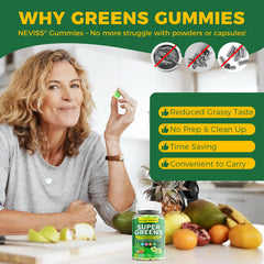 NEVISS Vegan sugar-free label indicating guilt-free daily greens