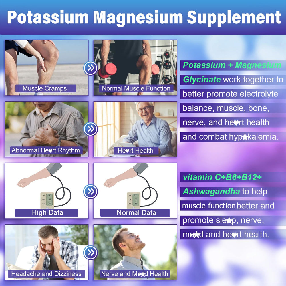 NEVISS Potassium Magnesium Gummies label close-up emphasizes magnesium glycinate and B vitamins for nerve support.