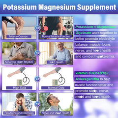NEVISS Potassium Magnesium Gummies label close-up emphasizes magnesium glycinate and B vitamins for nerve support.