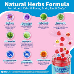Packaging for NEVISS saffron gummies with brand logo