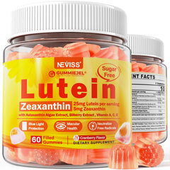 NEVISS sugar-free lutein zeaxanthin gummies with center-filled core for high absorption.
