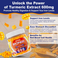 NEVISS vegan iron gummies mango flavor appeals to taste while supporting daily energy.