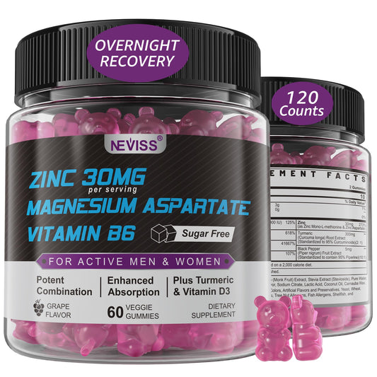 NEVISS Zinc Magnesium Gummies bottle for post-workout recovery and energy
