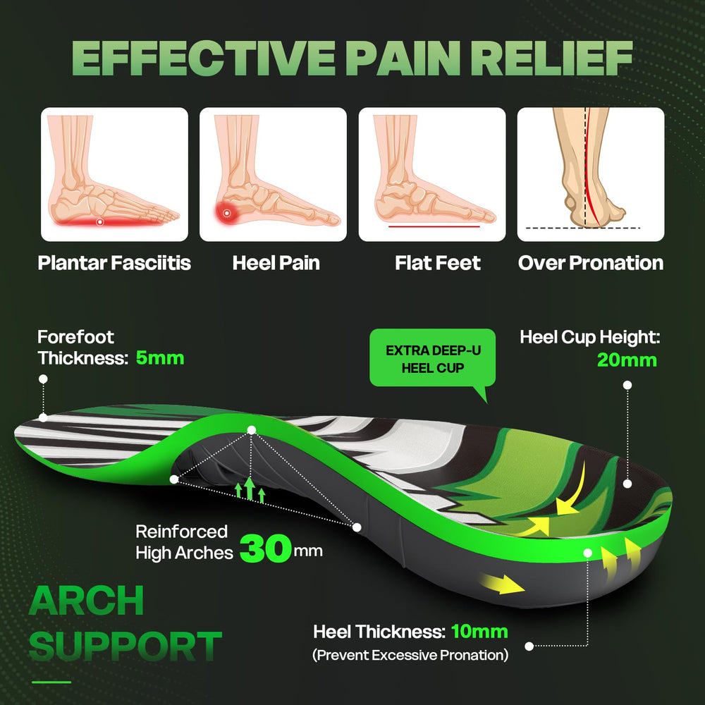 NEVVIS Dynamic Spring insole provides orthopedic arch support for flat feet.
