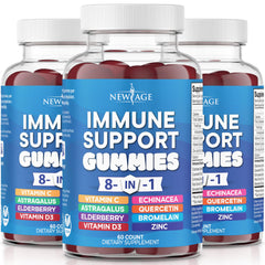 NEW AGE 8 in 1 immune balance bottle showing the formula for daily use
