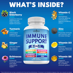 NEW AGE 8 in 1 Immune Booster bottle being poured into a glass