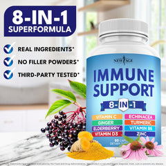 Vitamin D 5000 IU and Vitamin C 1000 mg details on NEW AGE 8 in 1