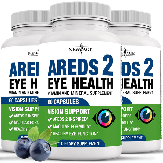 NEW AGE AREDS 2 Eye Vitamins bottle front supports daily eye health