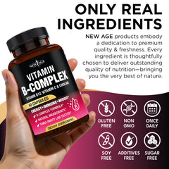 NEW AGE B Complex ingredients chart highlights vitamins and co-nutrients