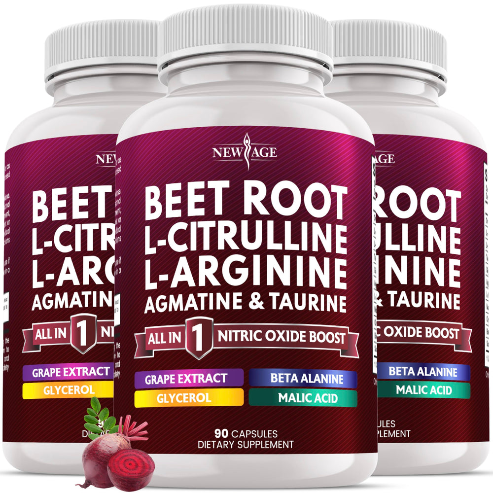 NEW AGE Beet Root Capsules bottle pour supports a simple daily nitric oxide routine