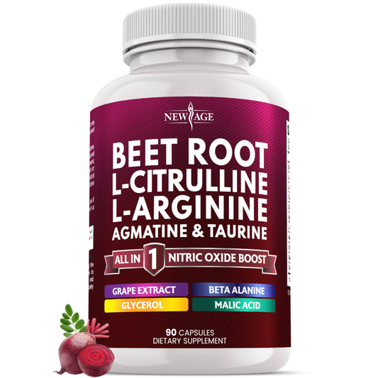 NEW AGE Beet Root Capsules bottle, convenient daily support for nitric oxide
