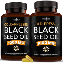 NEW AGE Black Seed Oil softgel bottle for daily immune support.