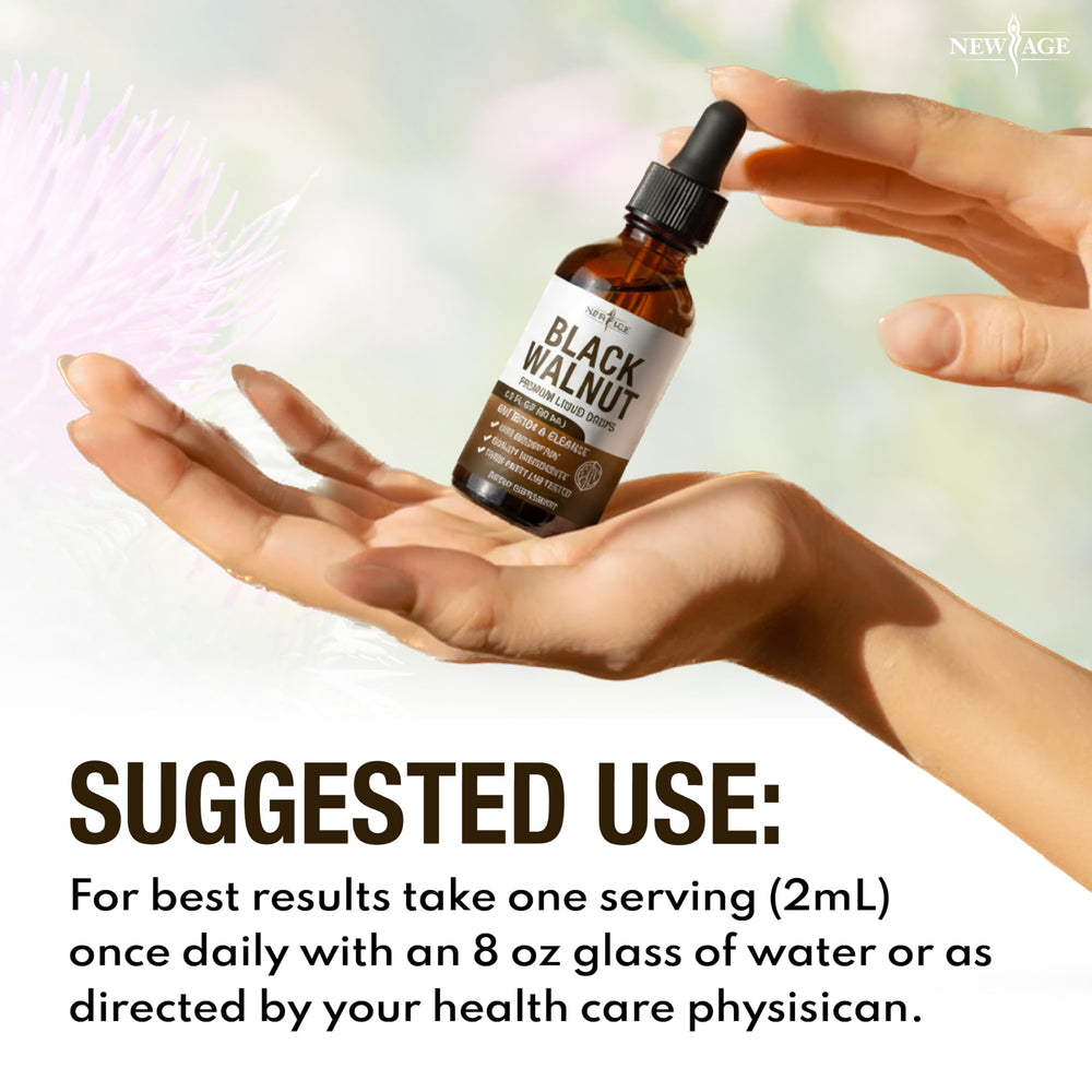 NEW AGE Black Walnut Liquid Drops ingredients panel notes alcohol-free glycerin base