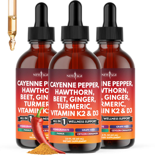 NEW AGE Cayenne Pepper Liquid Drops bottle pour for daily vitality support