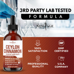 NEW AGE Ceylon Cinnamon Drops glass-dropper enables controlled dosing.