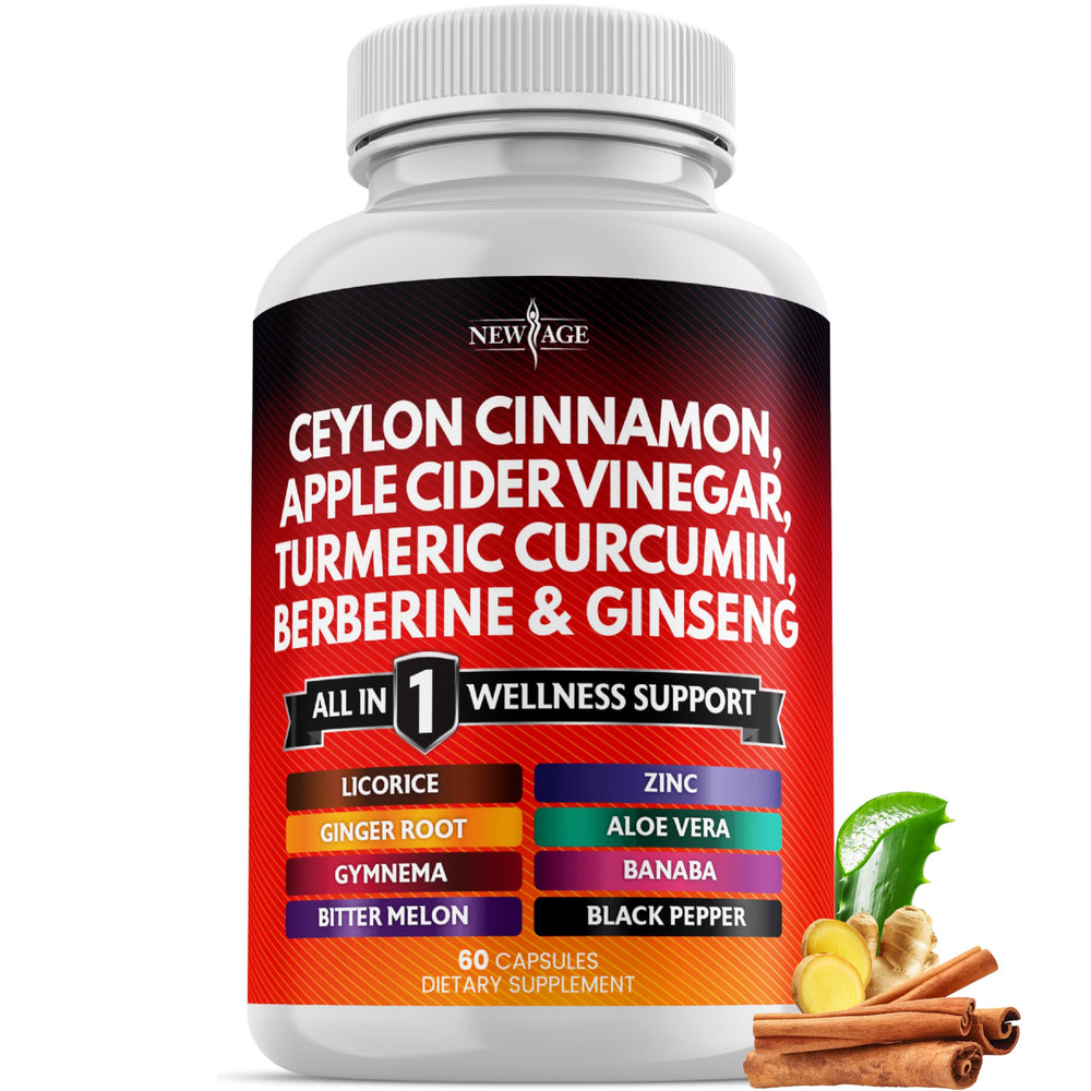 New Age ceylon cinnamon bottle close-up for convenient daily wellness support