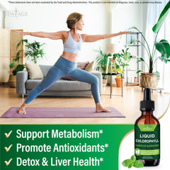 NEW AGE Chlorophyll Liquid Drops dropper dispensing concentrated formula for easy use.