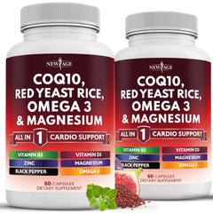 New Age COQ10 bottle front view for a convenient daily energy-supporting supplement.