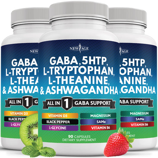 New Age GABA All-In-1 bottle front for balanced mood and daily calm.