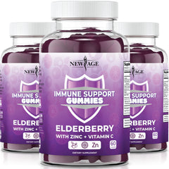 NEW AGE Immune System Gummies pack supports daily immune health with elderberry.