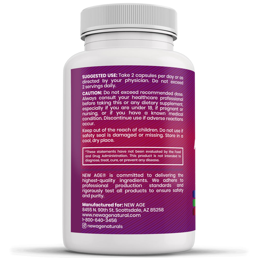 New Age Liver Support bottle displaying two capsule serving for convenience