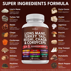 Close-up of NEW AGE mushroom capsules for easy daily dosing