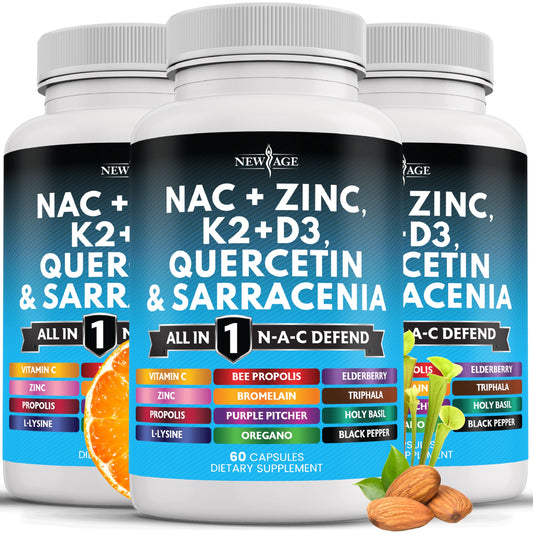 NEW AGE NAC supplement bottle front supports daily wellness routine.