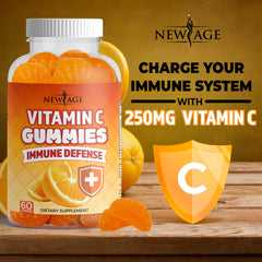 NEW AGE Vitamin C Gummies pack displays 180 gummies for family use.