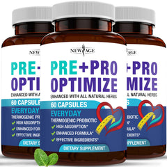 New Age Pro Optimize bottle highlighting 70B CFU for daily digestive support